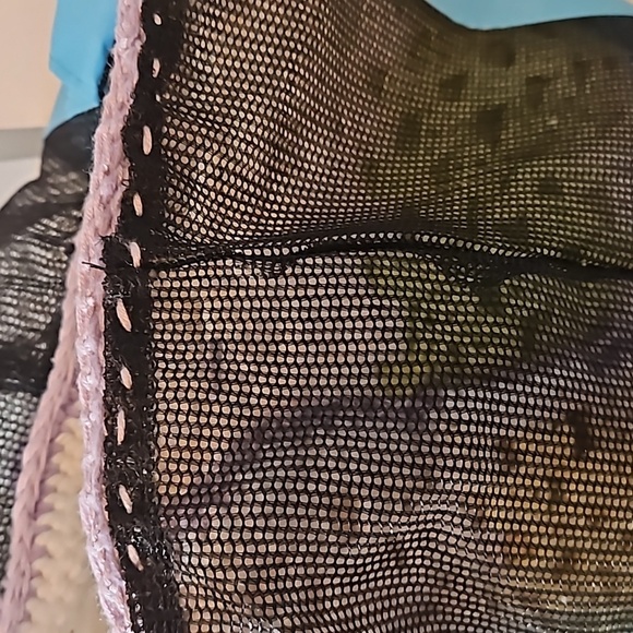 Handcrafted Upcycle Bag Hand Knit Crochet Stitch Handmade Multicolored Stripes - Picture 13 of 17